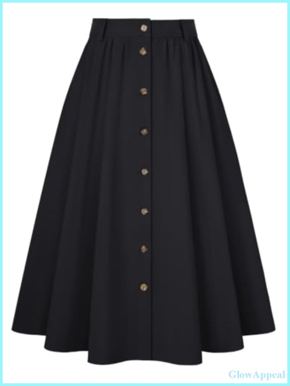 Women's High Waisted Midi A-Line Skirt with Pockets